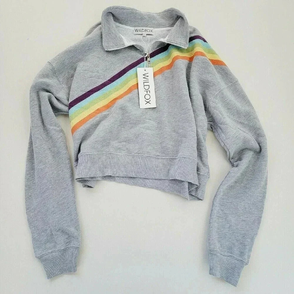 NWT Wildfox Rainbow Half Zip